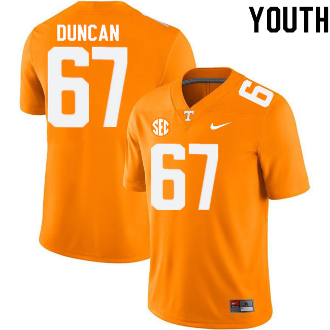 Youth #67 Trevor Duncan Tennessee Volunteers College Football Jerseys Stitched-Orange